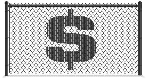 Chain link fence with dollar sign